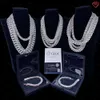 Cadeia cubana de Hiphop de 12 mm 2 fileiras geladas fora da borda reta S925 VVS Sterling Moissanite Cuban Link Chain