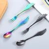 Juegos de vajilla de 16 cm Alas creativas Spoon de acero inoxidable Spoon El restaurante Titanium Caderlery S y set