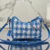 Réédition d'été Crochet mini-sac de luxe Designer de luxe Paille fermeture d'épaule Fashion Women Amovable Key Ring Crossbody Body Metal Hardware Handsbag Travel