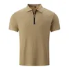 Heren t shirts heren polo zipper korte mouw nek t-shirt tippen kraag zakelijk casual sport shirt zomer tops blouse mode kleding