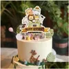 Cake Tools Cartoon Dieren Topper Jungle Safari Giraf Tiger Monkey Elephant Cupcake Happy Birthday Party Baby Shower Supplies Drop Dhozm