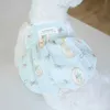 Vêtements pour chiens vêtements d'animaux de compagnie bleu couleur imprimé lapin de citrouille jupe chiot élingue fleur de fleur de fleur en peluche pour petits chiens h240506