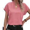 Frauenblusen Sommer Kurzarm Tops Hemd Temperament V Hals Solid Color Casual Lose vielseitige Bluse -Pendler