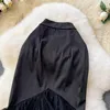 Jupes françaises Chic Femmes Arrivée Twill Design Tulle Patchwork Folds High Waist A-Line Long jupe Femme Drop