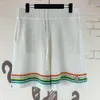 24SS Casablancas Hombres diseñadores de lana pantalones cortos tejidos nuevos rayas de color slogan bordado bordado