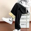 Winter Fleece Outdoor Wide Leg Men Trousers Velvet Lining Sweatpants Neutral Solid Color Baggy Thickened Loose Cargo Pants 240430