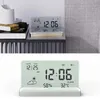 Desk Table Clocks Creative Clear Digital Clock with Base Transparent Large Screen Temp/Humidity/Date Display Electronic Alarm Clock Desktop Clocks
