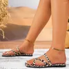 Slippers 2024 Summer Casual Fashion Leopard Imprimé plage plate plate confortable Toe Open Sandales NON: K01