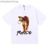Designer Rhuder de alta qualidade Rhuder T Camisetas pequenas modernas projetos de tigres com fios duplos impressos de algodão puro de mangas curtas unissex com logotipo 1: 1