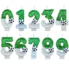 3pcs Bougies football Childrens d'anniversaire Bougies 0-9 Numéro Green Sparkles Birthday Soccer Ball Bougie pour boy-boy gâteau décoration Topper Decoration