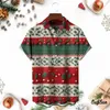 メンズカジュアルシャツファッションサンタクロースハット男性服のグラフィックシャツ面白いクリスマススノーマン3DプリントブラウスXMAS Y2KメンズギフトボタントップY240506