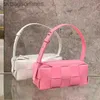 Vintage Designer -Taschen für Bottgss Ventsss Backstein gewebte Tasche Damen echtes Leder rosa vielseitiger Schulter -Unterarm -Tasche Neues Fortschritt -Handheld mit Original -Logo