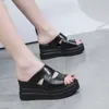 Slippers Summer Style Fashionable Round Toe Hollow Solid Color Sandals Lightweight Thick Bottom Wedge Heel Open SlippersNO: 8669