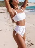 Bikini sexy de maillots de bain pour femmes Bikinis de couleurs blancs Bandage de maillot de bain High Beachwear Two Piece Costumes Biquini