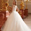 Splendido abito da sposa 2024 Principessa Sheer Neck Long Illusion maniche perle perle perle in pizzo di tulle in pizzo Dubai da sposa Vestidos de noivas