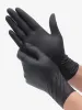 Gants 100pcs / boîte noirs gants en latex jetable noirs gants de nitrile à l'huile pour le travail cuisine joint lavage plats de lavage de jardin pvc