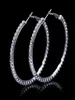 Hoop Huggie Fashion Ladies 50mm Bridal Silver Color Crystal Diamante Rhinestone Round Earrings For Women Wedding Prom Accessorie5554633