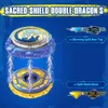 4D Beyblades Infinity Nado 6 Split Series Sacred Shield Twin Dragon S Lumineuze roterende top met afneembare mes Luxe zwaardverlager Q240430