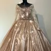 Luksusowa suknia balowa suknie ślubne błyszczące aplikacje cekiny koraliki satynowe tiul bez tylnej części sukienki z sukienką na zamówienie nowożeńców vestidos de novia