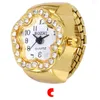 Relógios de pulso Creative Punk Punk Anel de relógio ajustável para mulheres requintadas anéis de dedos elásticos Acessórios de jóias de moda presentes