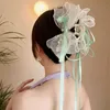 Other VANIKA Fashion Cloth Long Tassel Bow Hair Clip Ladies Summer Elegant Ribbon Ponytail Clip Headdress Hair Accessories Gift