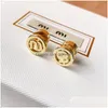 Stud 18k Gold M Brandbuchstaben Designer Ohrringe für Frauen Retro Vintage Luxus Rundkreis Doppelseite tragen chinesische Ohrring -Ohrringe Dhapx