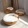Lits de chats meubles molle chats kennel lits bambou tissage imperméable coussin amovible tapis de couchage quatre saison panets de nid confortables produits pour animaux de compagnie