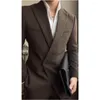 Мужские костюмы мужчины одна пуговица пик отворотов Slim Fit 2 штуки Формальное деловое свадебное костюм черный коричневый костюм Homme Jacket Pants