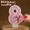 3pcs Bougies numéro 8 Bougies d'anniversaire Cake Topper Bougies avec arc rose pour fille 1ère fête d'anniversaire 16e décoration de gâteau de fête