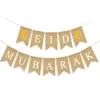 Bandiere bandiere Eid Mubarak Banner 2023 Musulmani Ramadan Mubarak Decorazioni Linen Hanging Fand