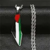 Naszyjniki wisiorek palestyńska flaga flaga naszyjnik męski stal nierdzewna złota palestyńska mapa narodowa wisidant Naszyjnik Prezent biżuterii H240504