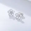 Brincos de garanhão 2024 Flor do esmalte da moda 925 prata esterlina para festas finas de partida jóias finas