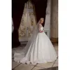 Hochzeit Wunderschöne Kleider Langer Ball Quadrat 3/4 Ärmeln glänzende Pailletten Rückenless Reißverschluss Court Flecken maßgeschneiderte Brautkleid Plus Size Vestidos de Novia