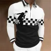 Mens Polo Shirt Golf Plaid Graphic Prints Turndown Print Outdoor Street Long Sleeve Zipper Clothing Apparel Sports 240419
