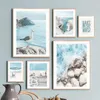 Fonds d'écran Cabine plage toile peinture van surf conch tortue pigeon mur art décor d'été océan image nordique chambre décorati j240505
