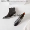 Die Reihenschuhe kleiden einzelne Schuhe Vollleder Kristallquadrat -Ferse Modestiefel Herbst und Winter Solid Side Reißverschluss High Heel Short Stiefel für