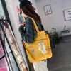 ショルダーバッグファッションベアドールキャンバスバッグ日本の大容量女性クロスボディカジュアルショッピングレディースカレッジスタイルトート