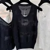 Dames T-shirt Designer Zomer Nieuw product Kleine geurige windvlinderwater Diamant holle gebreide tanktop voor vrouwen 0kqp