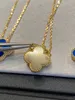 Fashion Van Christmas Blue Agate Clover Collier 925 STERLING Silver plaqué 18k Gold Classic Diamond Lucky Grass Pendant avec logo