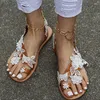 Sandales d'été femmes plage plate gladiateur blanc dentelle dames chaussures de mariage ouverts ouverts flip flop sandalias mujer
