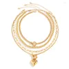 Chains Big Heart Pendant avec collier de couche dmulti pour femmes Collier de perles de dames à la mode sur le cou Accessoires Cadeau