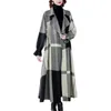 Trench Coats de Femme 2024 Mabillage d'automne printemps Long et mince mode élégant plaid lâche sur le genou