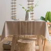 Pads Cotton Linen American Party Tassel with Tassel Rectangular Table Cloth Kitchen Table Map Towel Tablecloth Christmas Decoration