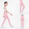 Leggings panty's lente en herfstmeisjes broek zwarte katoen spandex bobbi hardloop yogabroek hoge taille sportpoten sportschool kinderen pantrenl2403