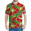 Polos para hombres Aloha patrón de sandía de sandía polo ropa para hombres harajuku mangas cortas tees hawaian 3d estampados de frutas estampadas camisetas