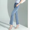 Women's Jeans DASSWEI 2024 Summer Fashion Silk Flare For Women Vintage High Waist Ankle Length Denim Pants Boyfriend Slim Fit