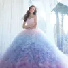 Robes Ball Quinceanera 2019 Robe à plusieurs jupes Muliticolored Encourage en cœur Lace Up Back Sweet 15 16 Robe de concours de bal formel