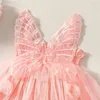 Sukienki dla dziewczynki dziewczyny sukienki księżniczki Baby Butterfly Wings Tiulle Costume Kids Summer Rleeveless Sukienki Nowonarodzone urodziny Partyl2405