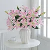 Dekorative Blumen 5 Köpfe Langer Zweig 3D Druck Lilie Künstliche weiße rosa Orange für Feierlichkeiten für Festival Room Dekoration Hochzeit