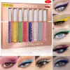 Eyeliner Glitter Kolor Matte Eyeliner Zestawy Wodoodporne oko wkładka Pen Pen Makeup UV Glitter Eye Make Up Cosmetics Eyeliners Zestaw 8 kolorów